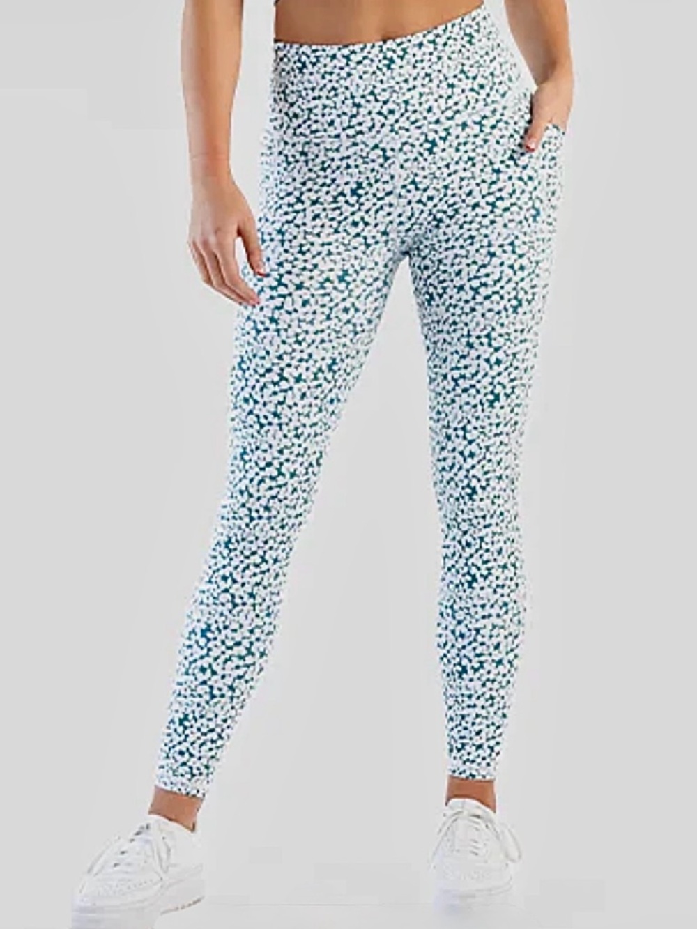 NWOT Senita Athletics Lux Pace Pants  Composition Floral Teal SZ M